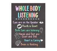 MDBJTCYZN Behavior Management Poster Whole Body Listening Classroom Rules Social Emotional Learning for Preschool Elementary Kindergarten(Unframed,16x24inch(40x60cm))