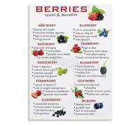 MDBJTCYZN Berries Facts Chart Poster Fruit Varieties Educational Guide Informative Wall-Art for Kitchen Bedroom Living Room(Unframed,12x18inch(30x45cm))