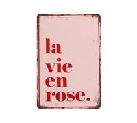 MDBJTCYZN Bonjour Vintage Metal Sign Red French Greeting Tin Plaque Retro Wall-Art for Home Kitchen Living Room Cafe Decor 8 X 12 Inch