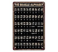 MDBJTCYZN Braille Learning Metal Tin Sign Touch Reading Educational Chart for Inclusive Classroom Office Study Room Wall Decor 8 X 12 inch