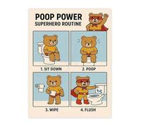 MDBJTCYZN Canvas Wall-Art Toilet Routine Chart Potty Training Visual Guide for Bathroom Nursery Decor(Unframed,16x24inch(40x60cm))