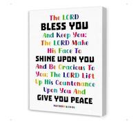 MDBJTCYZN Childrens Christian Wall-Art The Lord Bless You Bible Scripture Canvas for Nursery Classroom Sunday School(Framed,08x12inch(20x30cm))