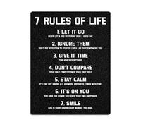 MDBJTCYZN Classroom Cafe Decor Metal Sign 7 Rules of Life Motivational and Inspirational Tin Wall-Art (8 X 12 in)