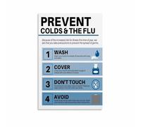 MDBJTCYZN Classroom Health Poster - Sickness Prevention Tips Canvas Print for School Teacher’s Office Decor(Framed,12x18inch(30x45cm))