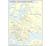 MDBJTCYZN Classroom Map Poster Central Eastern Europe Political with Flags and Capitals Laminated Educational Social Studies Chart(Unframed,16x24inch(40x60cm))