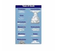 MDBJTCYZN Clouds in the Sky Chart Poster Types of Clouds Science Educational Wall-Art for Weather Station Classroom Decor(Unframed,08x12inch(20x30cm))