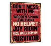 MDBJTCYZN Cooking Metal Sign Dont Mess With Me Survivor Vintage Tin for Kitchen Dining Room Camp Wall Decor 8 X 12 inch