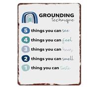 MDBJTCYZN Coping Skill Metal Sign 5 4 3 2 1 Grounding Technique for Anxiety Mental Health Calming Mindfulness Exercise Aluminum Decor for Home Office 8 X 12 inch