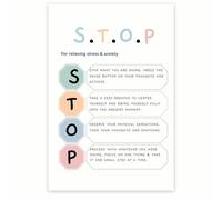 MDBJTCYZN Coping Skills Educational Poster - Mindfulness-Based Stress Reduction Wall Art - Office Decor for Psychologists & Social Workers(Framed,08x12inch(20x30cm))