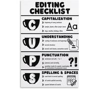 MDBJTCYZN CUPS Editing Strategy Poster, Writing Checklist for Classroom, Capitalization Usage Punctuation Spelling Chart, Teacher Resource Wall Art(Unframed,08x12inch(20x30cm))