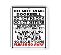 MDBJTCYZN Do Not Ring Doorbell No Soliciting Sign Metal Warning for Front Door Office Privacy (8 X 12 in)