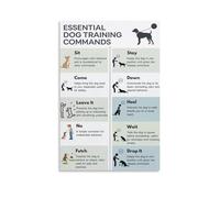 MDBJTCYZN Dog Training Chart Hand Signals Guide Poster for Obedience Canvas Wall-Art Gift for Lovers Home Decor(Framed,12x18inch(30x45cm))