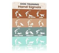 MDBJTCYZN Dog Training Hand Signals Obedience Chart Vintage Metal Tin Sign Wall-Art for Home Pet Room Living Decor 8 X 12 inch