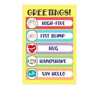 MDBJTCYZN Educational Greetings Chart and Poster for Preschool Kindergarten Classroom Morning Meeting Decorations(Framed,12x18inch(30x45cm))