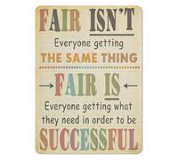 MDBJTCYZN Educational Metal Sign Fairness Quote What is Fair Vintage Tin Plaque Wall Decor for Classroom Teacher Office School Counselor 8 X 12 Inch