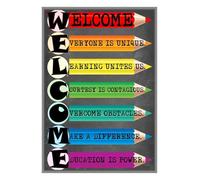 MDBJTCYZN Elementary School Welcome Poster Back to Decor for Classroom Door Teachers Lounge Hallway Kindergarten Preschool Decorations(Framed,08x12inch(20x30cm))