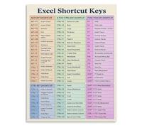 MDBJTCYZN Excel Shortcut Keys Quick Reference Guide Educational Canvas Wall-Art for Home Office Study Room(Unframed,16x24inch(40x60cm))
