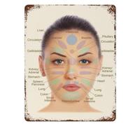 MDBJTCYZN Facial Chart Vintage Retro Metal Tin Sign Acupressure Points Diagram Wall-Art for Spa Office Home Decor 8 X 12 inch
