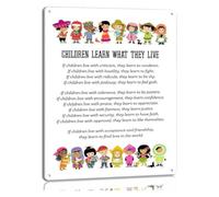 MDBJTCYZN Family Poem Metal Sign Learn What They Live Inspirational Parenting Quote Wall-Art for Living Room Home Decor 8 X 12 inch