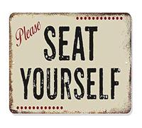 MDBJTCYZN Farmhouse Metal Sign Seat Yourself Vintage Tin for Cafe Bakery Eatery Waiting Area Wall Decor 8 X 12 inch