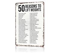MDBJTCYZN Fitness Motivation Metal Plaque 50 Reasons To Lift Weights Workout Room Wall Decor Strength Training Gym Art for Home Office 8 X 12 inch