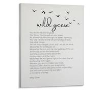 MDBJTCYZN Fly With the Wild Geese Motivational Quote Poster Nature Poem Canvas Wall-Art for Home Office Bedroom Wall Decor(Framed,12x18inch(30x45cm))