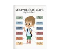 MDBJTCYZN French English Bilingual Poster Body Parts Canvas Wall-Art for Classroom Learning Nursery Playroom Decor(Unframed,08x12inch(20x30cm))