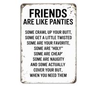 MDBJTCYZN Friendship Quote Metal Wall-Art Real Friends Stay Through Thick Thin Distressed Finish Design Vintage Tin Sign for Sunroom Patio 8 X 12 inch
