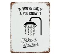 MDBJTCYZN Funny Shower Metal Tin Sign If Youre Dirty And You Know It Take A Humorous Vintage Bathroom Wall-Art For Home Dorm 8 X 12 in