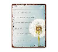 MDBJTCYZN God Mercy Completes My Weakness Holy Quote Antique Metal Tin Sign For Rustic Living Room Mantel Wall Decoration 8 X 12 inch