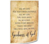 MDBJTCYZN Gods Faithfulness Declaration Poster Goodness of God Lyrics Canvas Wall-Art for Bedroom Declarations Christian Encouragement Gift(Framed,12x18inch(30x45cm))