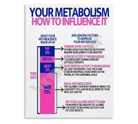 MDBJTCYZN Guide to Boosting Your Metabolism Poster Ways to Influence Health and Educational Canvas Art Print for Wellness Center(Unframed,12x18inch(30x45cm))