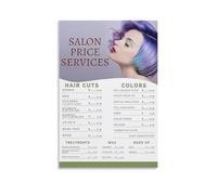 MDBJTCYZN Hair Salon List Service Menu Poster Beauty Chart with Clear Pricing for Barbershop Reception Area Wall-Art Decor(Framed,08x12inch(20x30cm))