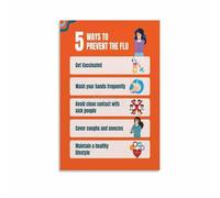 MDBJTCYZN Health Education Poster Cold and Flu Season Tips Guide Informative Chart Wall-Art for Clinic Office School Home Decor(Framed,12x18inch(30x45cm))