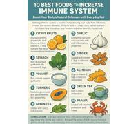 MDBJTCYZN Healthy Eating Poster Top 10 Immune Boosting Foods Nutrition Checklist to Support Immune System for Meal Planning Kitchen Home Decor Wall-Art(Framed,16x24inch(40x60cm))