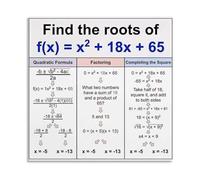 MDBJTCYZN High School Math Poster Quadratic Equations Algebra 2 Chart for Roots Factoring Completing the Square Student Study Aid Classroom Wall Decor (Unframed,16X24inch(40X60cm))