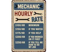 MDBJTCYZN Humorous Mechanic Pricing Sign Vintage Metal Tin Funny Wall-Art for Garage Workshop Man Cave Automotive Tool Shed 8 X 12 inch