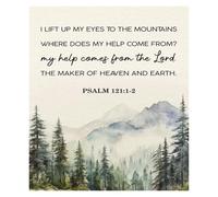 MDBJTCYZN “I Lift My Eyes to the Mountains” Canvas Print, Psalm 121 Wall Art, Christian Nature Decor for Cabin, Farmhouse, Lake House(Unframed,12x18inch(30x45cm))