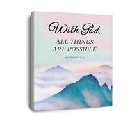 MDBJTCYZN Inspirational Canvas Wall-Art Matthew 19 26 With God All Things Are Possible Print for Home Decor(Framed,16x24inch(40x60cm))