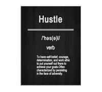MDBJTCYZN Inspirational Poster for Entrepreneurs Hustle Motivational Quotes Canvas Wall-Art Home Office Bedroom Decor(Framed,08x12inch(20x30cm))