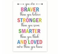 MDBJTCYZN Inspirational Wall-Art Print You Are Braver Than Believe Motivational Quote Poster for Bedroom Office Living Room Decor(Framed,12x18inch(30x45cm))