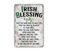 MDBJTCYZN Irish Blessing Metal Tin Sign Vintage Shamrock Wall-Art Decor for Home Pub Bar Kitchen 8 X 12 inch