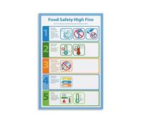 MDBJTCYZN Kitchen Sanitation Rules Poster Food Five Steps Guide Wall-Art for Commercial Restaurant Cafe Bakery Decor(Framed,16x24inch(40x60cm))