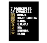 MDBJTCYZN Kwanzaa Heritage Poster Seven Principles Nguzo Saba Canvas Wall-Art for Home School Cultural Decor(Framed,12x18inch(30x45cm))
