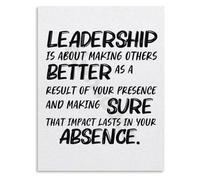 MDBJTCYZN Leadership Office Motivational Quotes Poster Inspirational Wall-Art for Workplace Business Success Professional Decor(Framed,08x12inch(20x30cm))