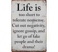 MDBJTCYZN Life Is Too Short Sarcasm Metal Sign Retro Wall Decor for Bar Living Room Home Office 8 X 12 in