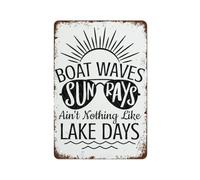 MDBJTCYZN Metal Sign Boat Life Sun Rays Fun in the Nautical Quote Rustic Tin Wall-Art for Beach House Bar Man Cave 8 X 12 inch