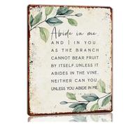MDBJTCYZN Metal Sign John 15 4 Abide in Me Without Nothing Clean Layout Classic Tin Art for Hallway Entry Table 8 X 12 inch