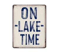 MDBJTCYZN Metal Sign On Lake Time Rustic House Vintage Tin Wall-Art for Cabin Lodge Porch Home Office Decor 8 X 12 inch