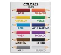 MDBJTCYZN Metal Tin Sign Bilingual Poster Spanish Colors for Educational Chart Early Learning Wall-Art Daycare Decor(Unframed,12x18inch(30x45cm))